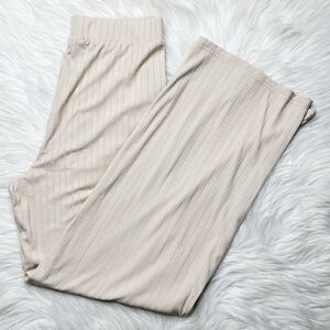 Stretchy Wide Leg Pull On Pants Beige Size Small